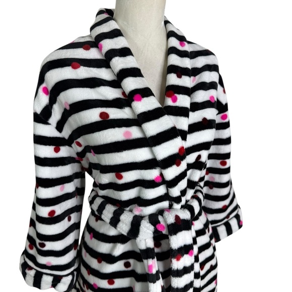 Kate Spade Striped Black and White Robe with Pink Dots Size M - Picture 5 of 9